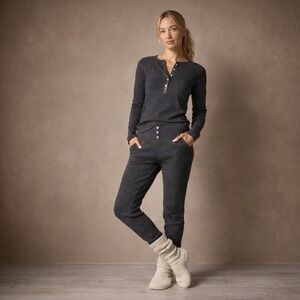 J.Crew Waffle Knit Lounge Pajama Set Heather Charcoal NWT M